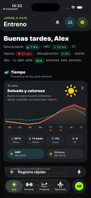 StreakReps - Hoy: preparación y contexto de recuperación