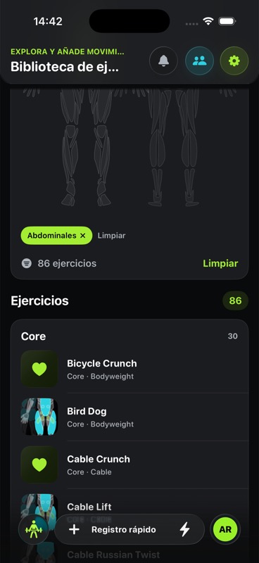 StreakReps - Filtros precisos por músculo y objetivo