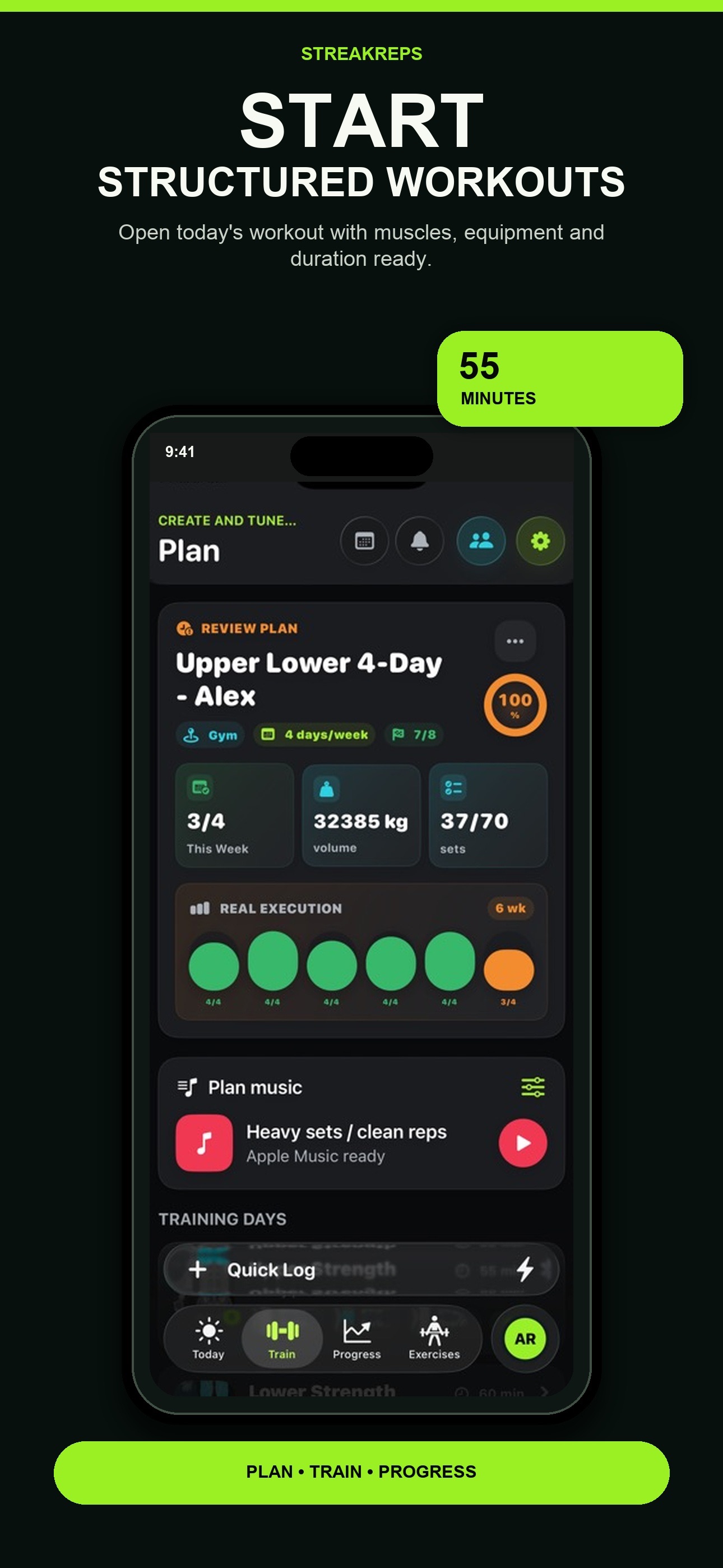 StreakReps - Start with a structured plan