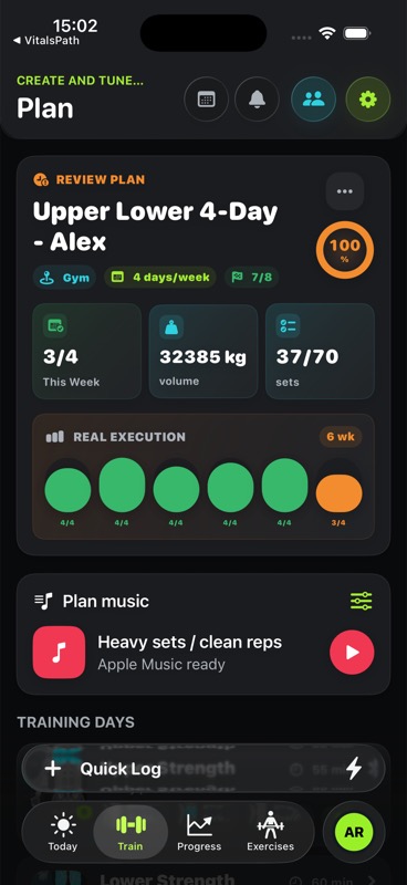 StreakReps - Workout detail and trained muscles