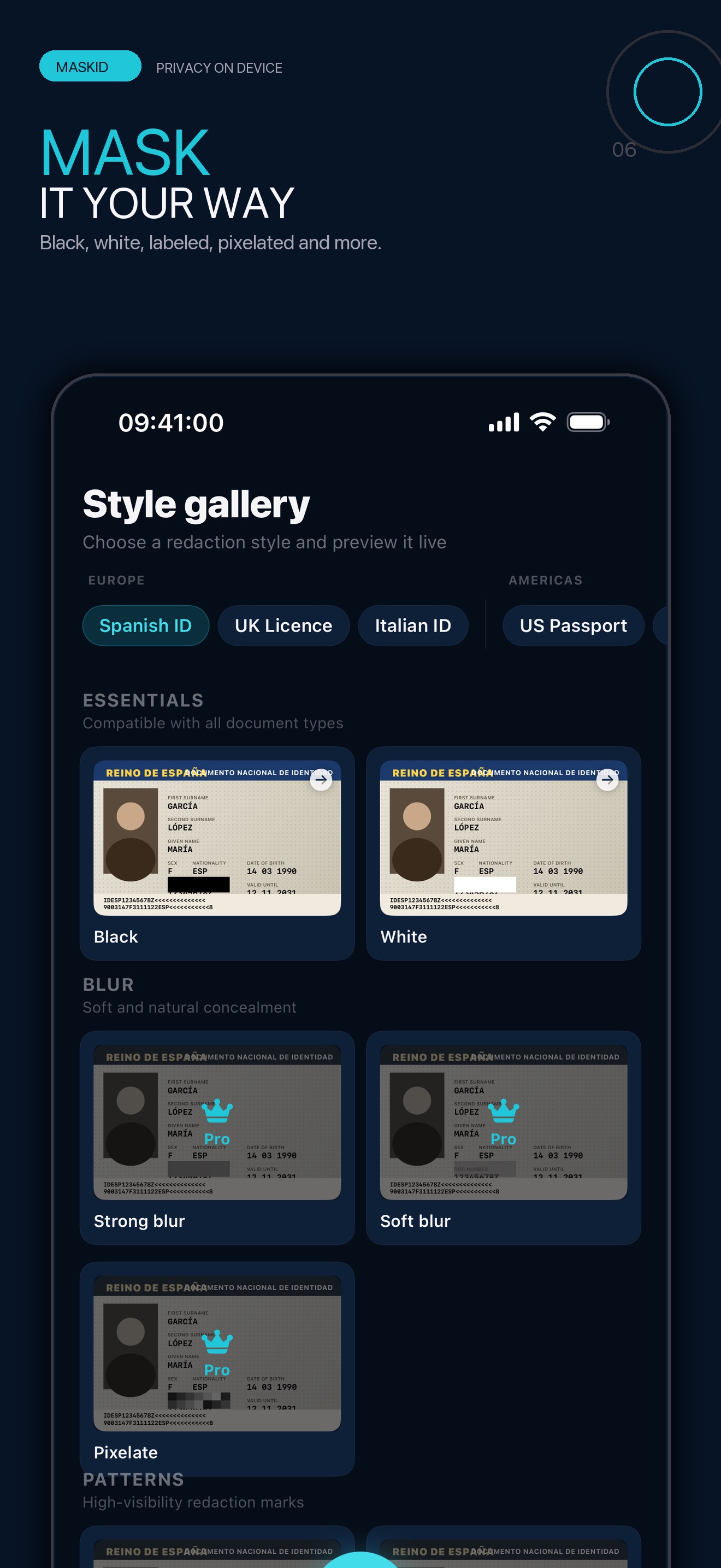 MaskID - Processed documents gallery