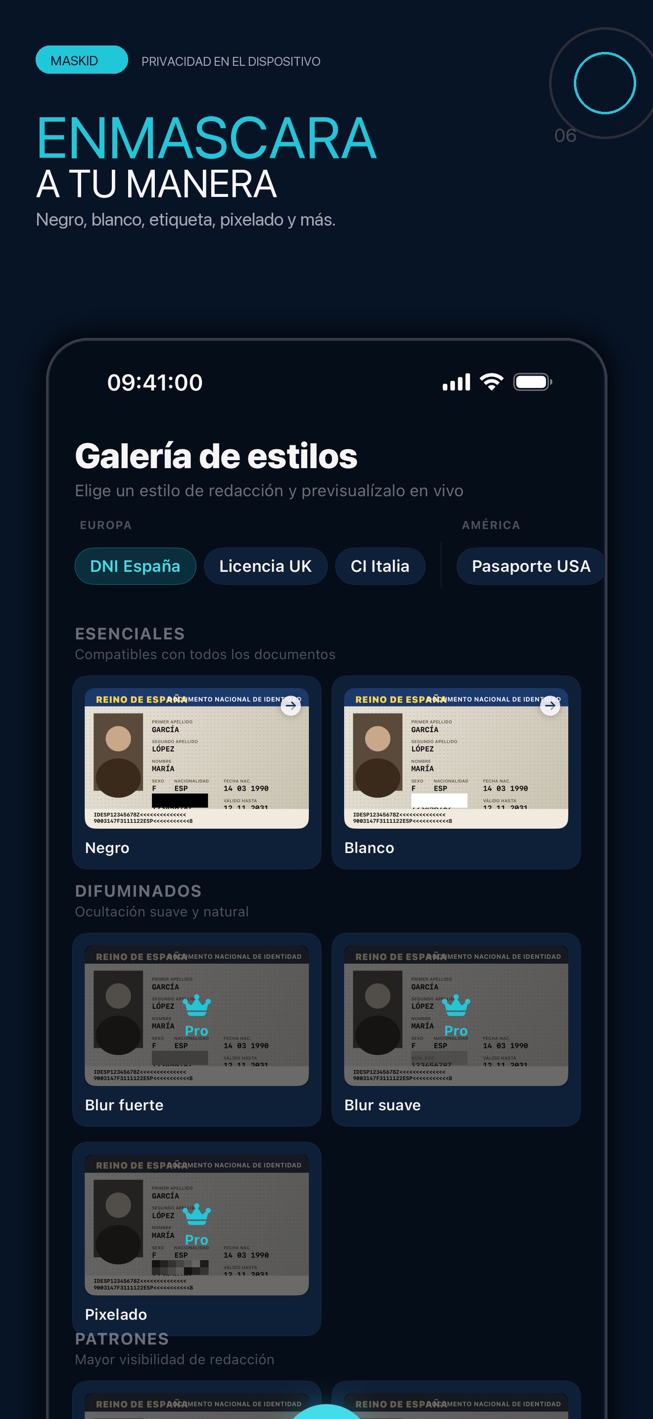 MaskID - Galería de documentos procesados